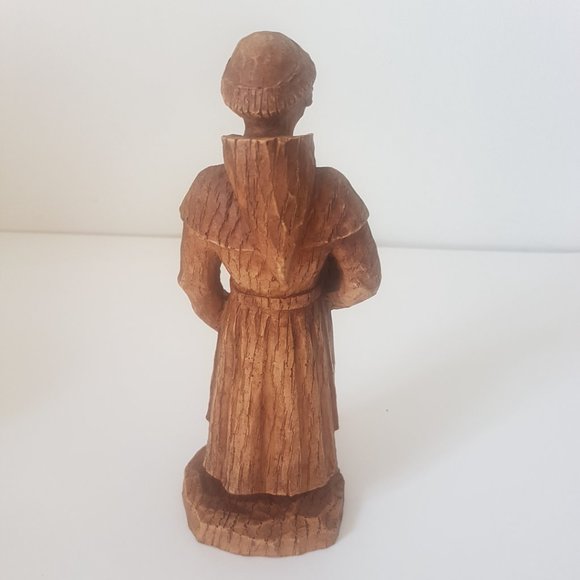 Vintage FRIAR Hand Carved Wood Sculpture with Beer Mug Unmarked Very Detailed - Picture 2 of 12